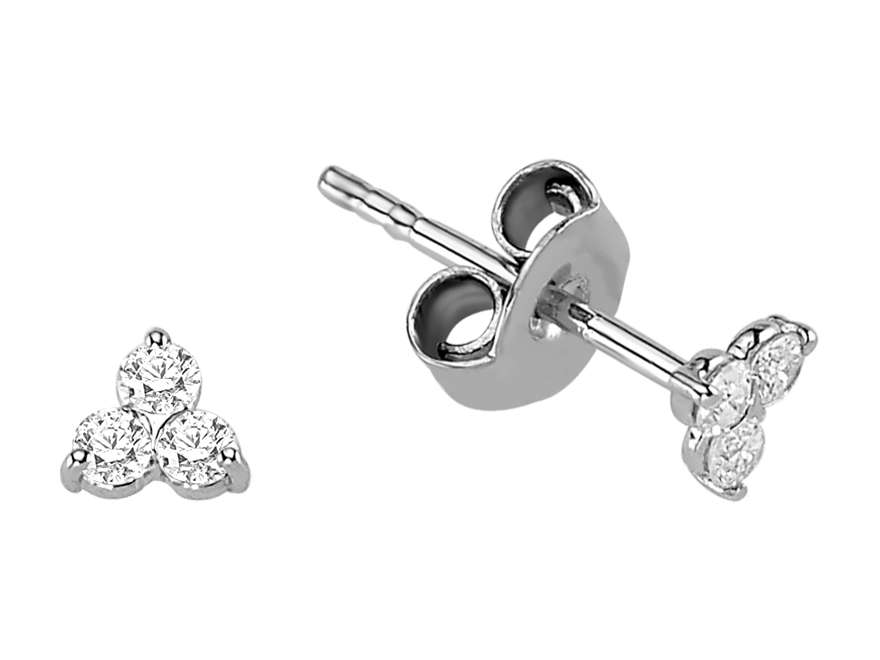 G Farbe 0,19 Karat Diamant Tria Ohrringe in 585er 14 Karat Weißgold - handgefertigter Diamantschmuck aus Feingold | Sirius Diamant