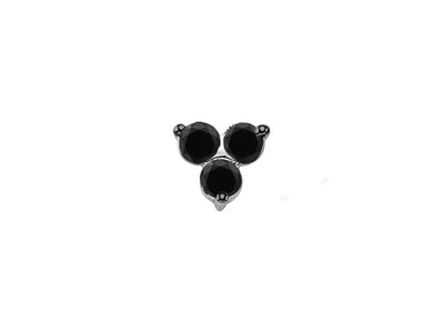 Black diamond men's stud earrings in 585 14K white gold Tria 3-stone triangle