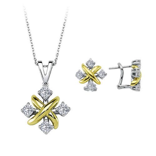 Diamant Quattro Schmuckset in 585er 14 Karat Gelbgold und Weißgold – handgefertigter Diamantschmuck aus Feingold | Sirius Diamant