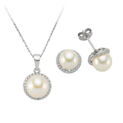 Diamant Perle Schmuckset in 585er 14 Karat Weißgold – handgefertigter Diamantschmuck aus Feingold | Sirius Diamant
