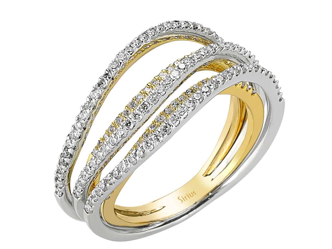 0,83 Gesamtkarat Diamant Fünf Reihiger Allianz in 14 Karat Gelb- und Weißgold – handgefertigter Diamantschmuck aus Feingold | Sirius Diamant