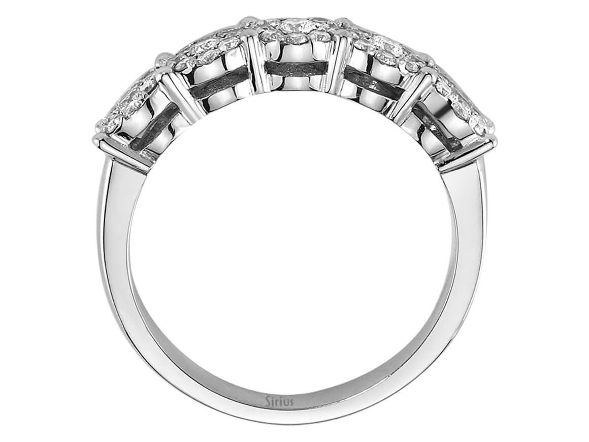 2,00 Karat Diamant Effekt 5 Diamanten Allianz - handgefertigter Diamantschmuck aus Feingold | Sirius Diamant