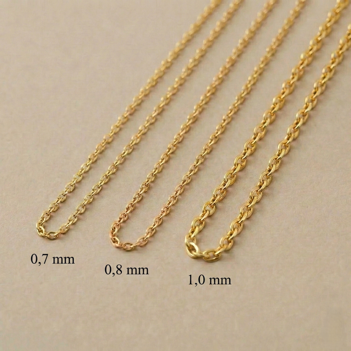 0,8 mm Ankerkette in 585er 14K Massivgold