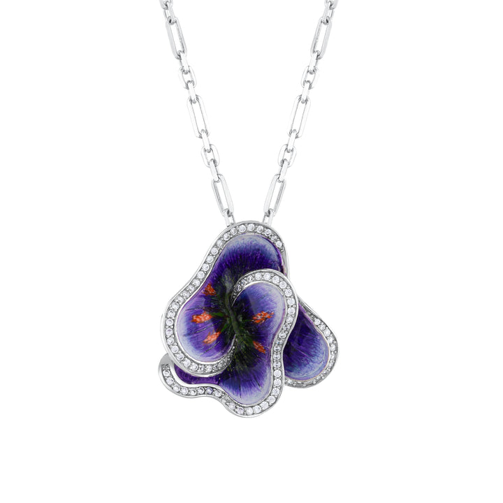 Violett Veilchen Halskette Handbemalt - 24K Gold | Sirius – handgefertigter Diamantschmuck aus Feingold | Sirius Diamant