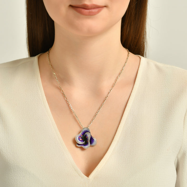 Violett Veilchen Halskette Handbemalt - 24K Gold | Sirius – handgefertigter Diamantschmuck aus Feingold | Sirius Diamant
