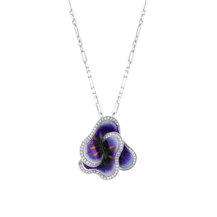 Violett Veilchen Halskette Handbemalt - 24K Gold | Sirius – handgefertigter Diamantschmuck aus Feingold | Sirius Diamant