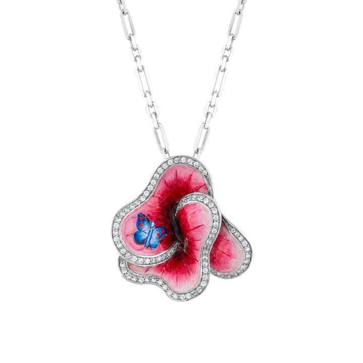 Rose Veilchen Halskette - Handbemalt - Mikromalerei & Edelsteine – handgefertigter Diamantschmuck aus Feingold | Sirius Diamant