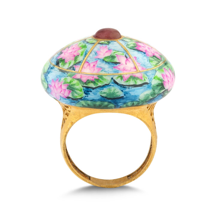 Lotus Ring - handgefertigter Diamantschmuck aus Feingold | Sirius Diamant