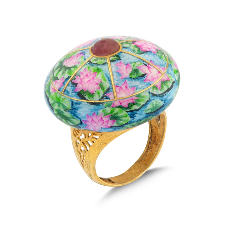 Lotus Ring - handgefertigter Diamantschmuck aus Feingold | Sirius Diamant
