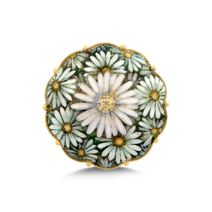 Gänseblümchen Ring Handbemalt - 24K Gold & Emaille | Sirius – handgefertigter Diamantschmuck aus Feingold | Sirius Diamant