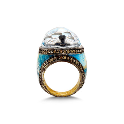 Black Diamond Gray Wolf Ring