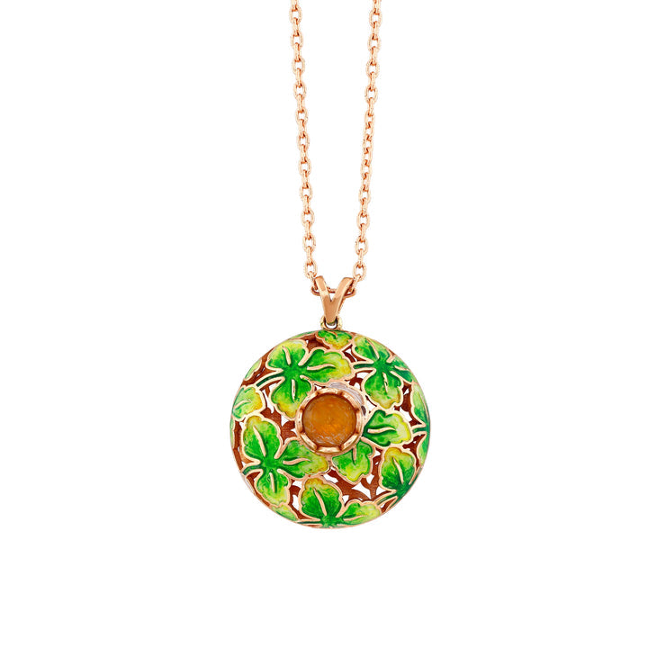 Citrin Blumen Halskette - handgefertigter Diamantschmuck aus Feingold | Sirius Diamant