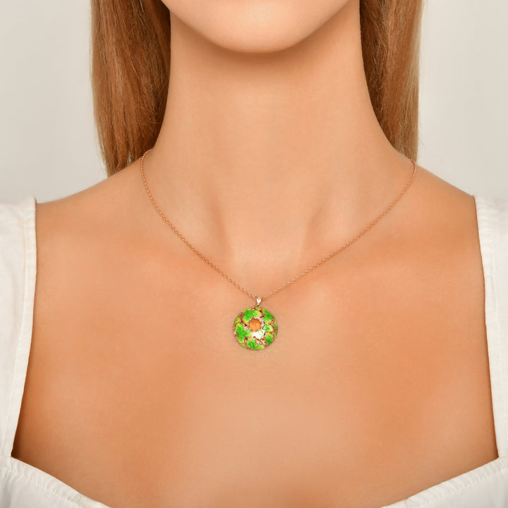 Citrin Blumen Halskette - handgefertigter Diamantschmuck aus Feingold | Sirius Diamant