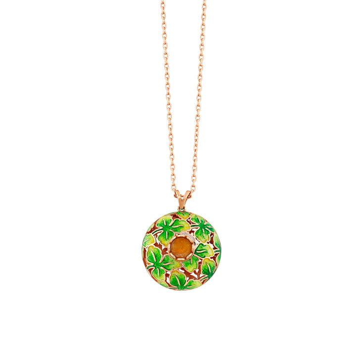 Citrin Blumen Halskette - handgefertigter Diamantschmuck aus Feingold | Sirius Diamant