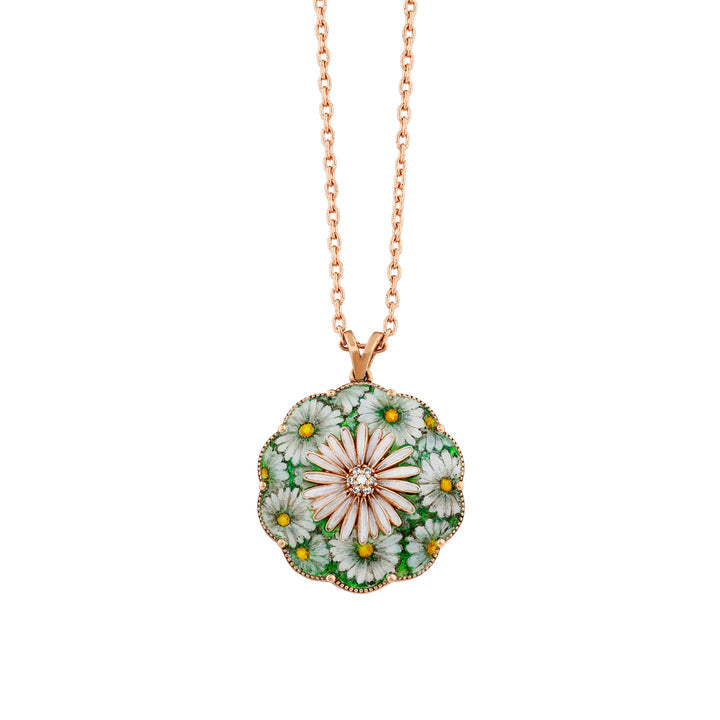 Halskette mit Gänseblümchen - handgefertigter Diamantschmuck aus Feingold | Sirius Diamant