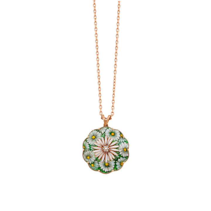 Halskette mit Gänseblümchen - handgefertigter Diamantschmuck aus Feingold | Sirius Diamant