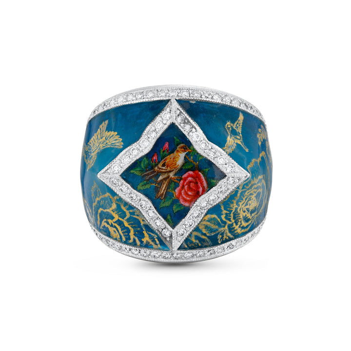 Ring mit Vogelmotiv - handgefertigter Diamantschmuck aus Feingold | Sirius Diamant