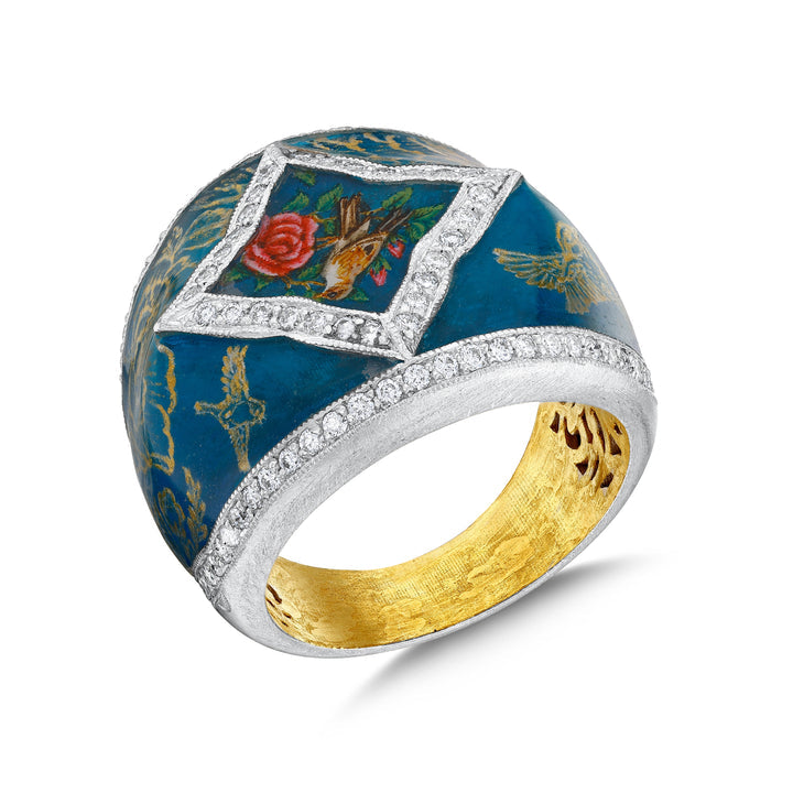 Ring mit Vogelmotiv - handgefertigter Diamantschmuck aus Feingold | Sirius Diamant