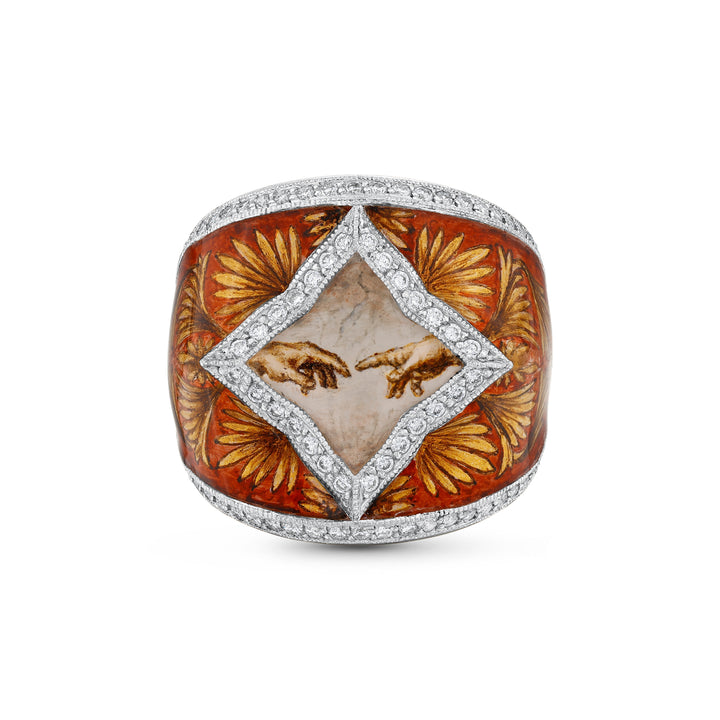 Erschaffung Adams Ring mit Diamanten Handbemalt | Sirius Diamant – handgefertigter Diamantschmuck aus Feingold | Sirius Diamant