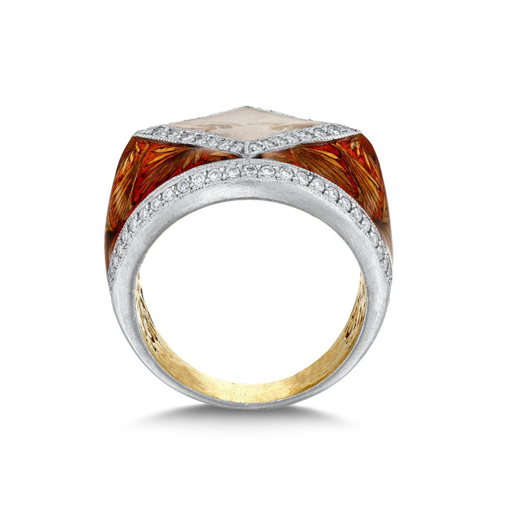 Erschaffung Adams Ring mit Diamanten Handbemalt | Sirius Diamant – handgefertigter Diamantschmuck aus Feingold | Sirius Diamant