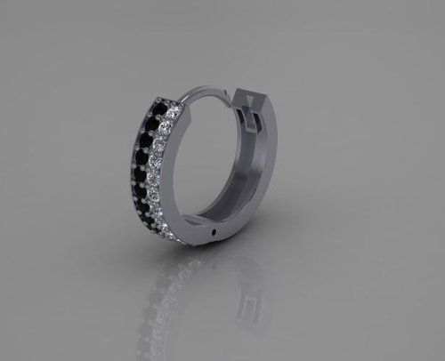 0,10 Gesamtkarat Diamant Herren Creolen in 585er 18 K Weissgold - handgefertigter Diamantschmuck aus Feingold | Sirius Diamant
