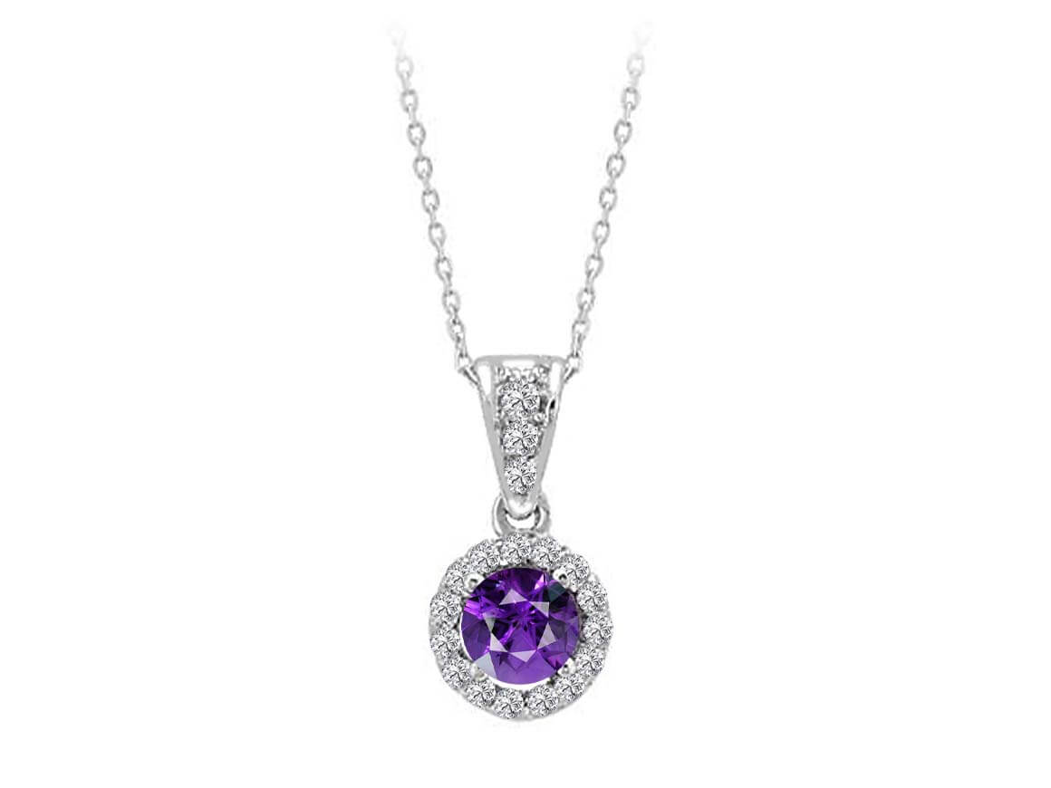 Diamond and amethyst necklace in 8 K white gold