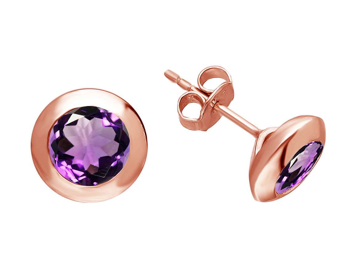 Solitaire earrings with amethyst