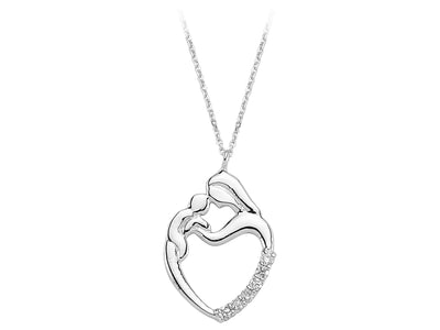Diamond mother and child motif necklace
