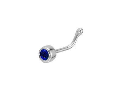 Aqua sapphire nose piercing in 14-carat white gold - 7 mm x 2.3 mm