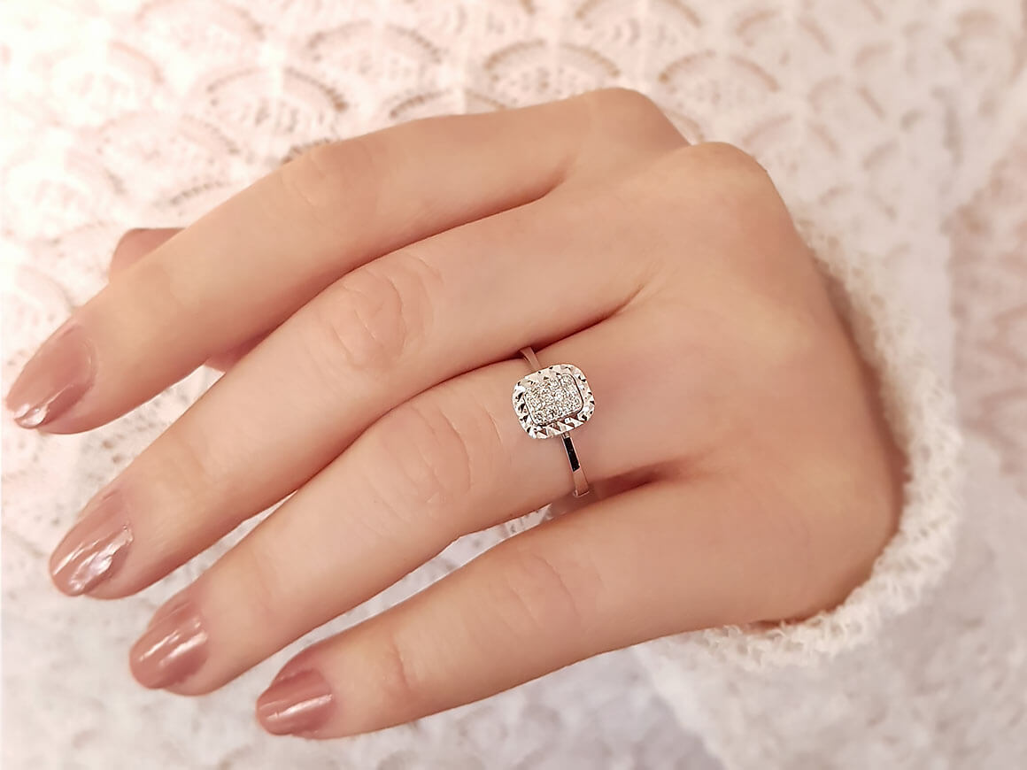 Bague Babylone en diamant baguette 