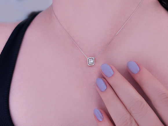 Baguette-Diamant-Halskette Celestia - handgefertigter Diamantschmuck aus Feingold | Sirius Diamant