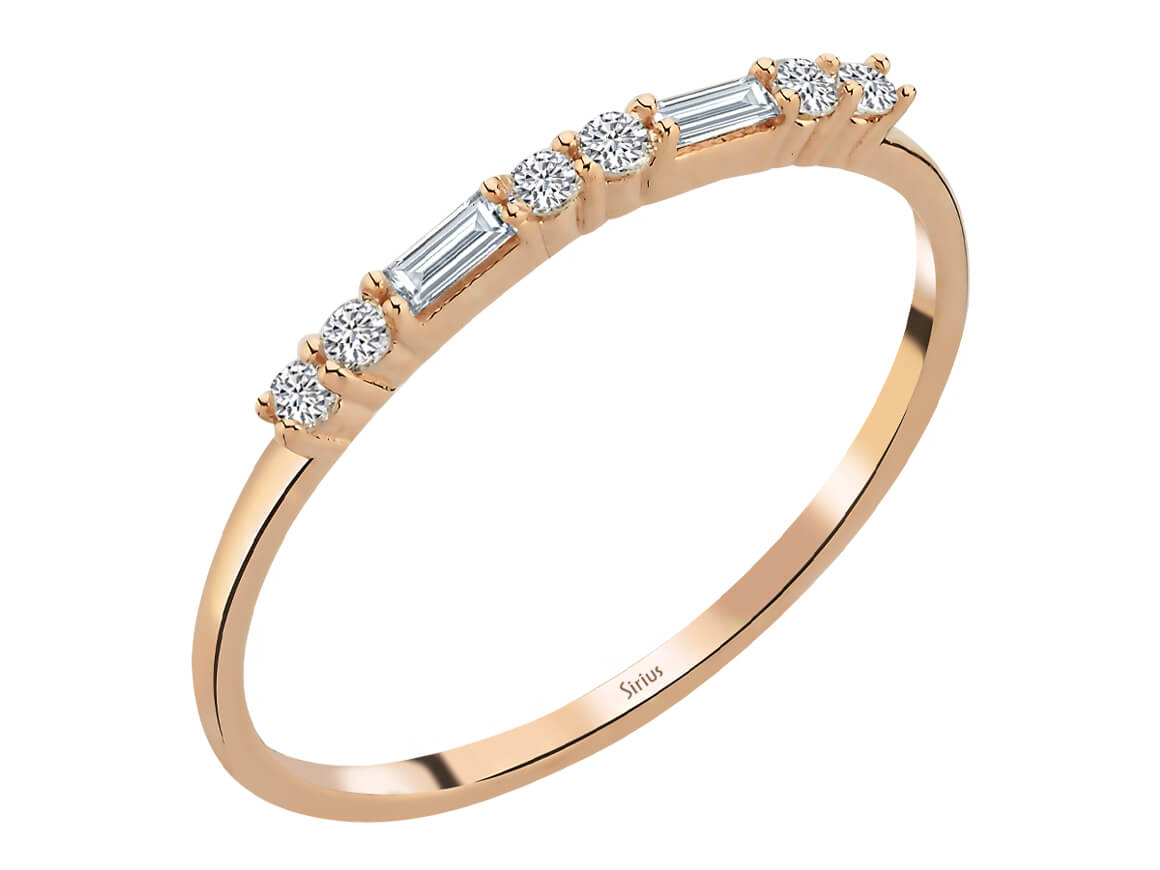 Baguette-Diamant-Dora-Halbrund-Ring - handgefertigter Diamantschmuck aus Feingold | Sirius Diamant