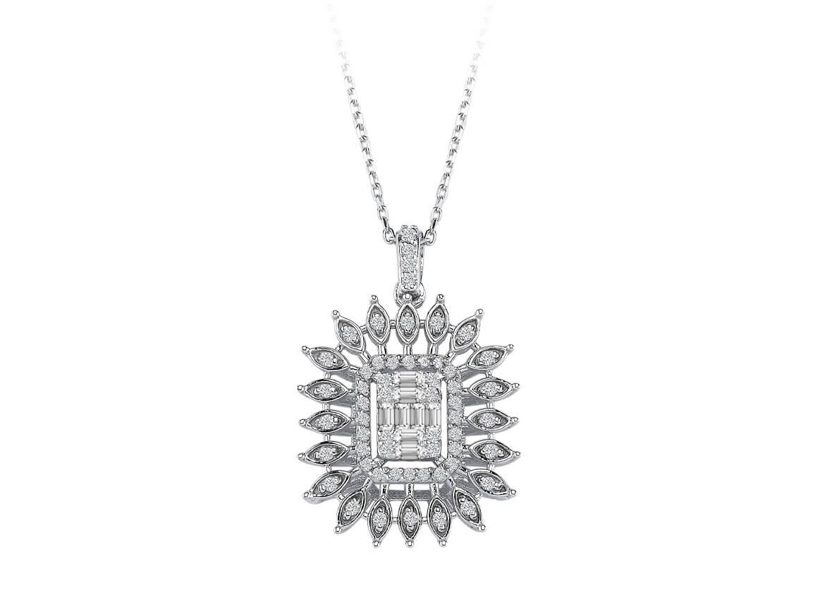Baguette-Diamant-Ilaria-Halskette – handgefertigter Diamantschmuck aus Feingold | Sirius Diamant