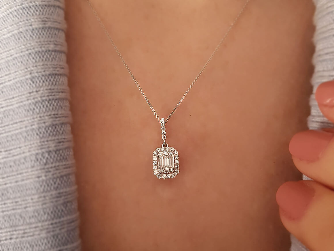 0,30 Carat Baguette Diamant Collier - handgefertigter Diamantschmuck aus Feingold | Sirius Diamant