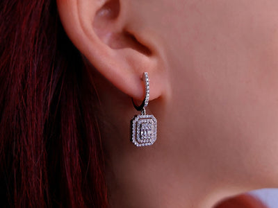 F Color 1.05 Carat Baguette Diamond Dangle Earrings