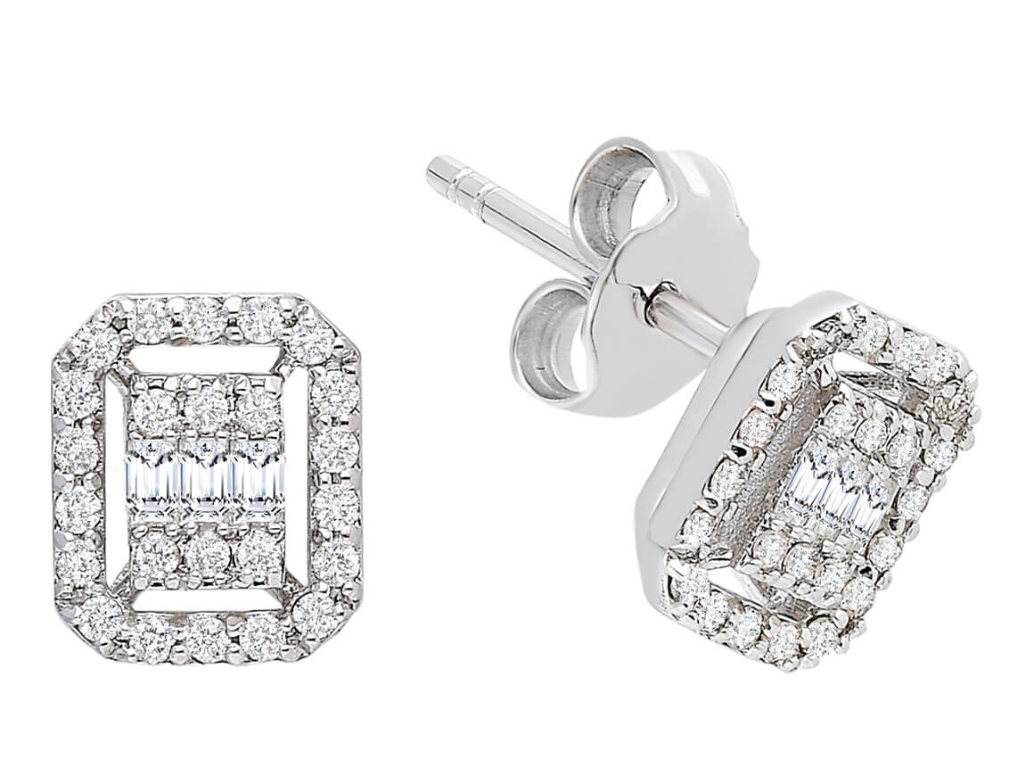 0,27 Carat Baguette Diamant Ohrringe - handgefertigter Diamantschmuck aus Feingold | Sirius Diamant