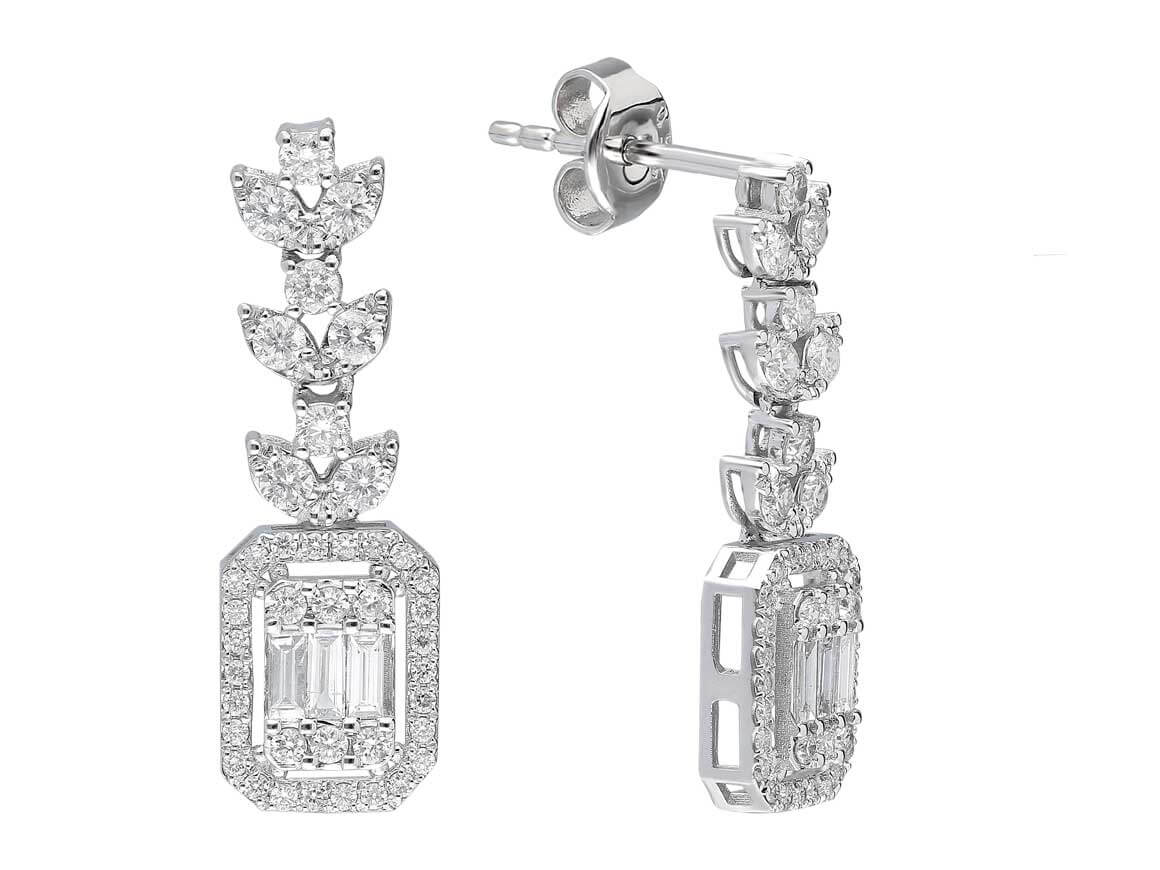 Baguette Diamant Ohrhänger - handgefertigter Diamantschmuck aus Feingold | Sirius Diamant