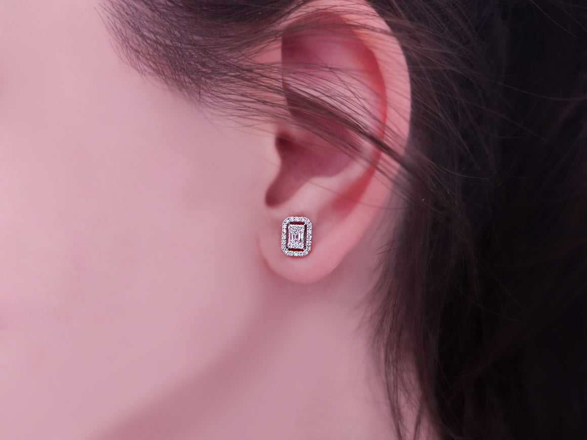 Baguette-Diamant-Ohrringe Lunare - handgefertigter Diamantschmuck aus Feingold | Sirius Diamant