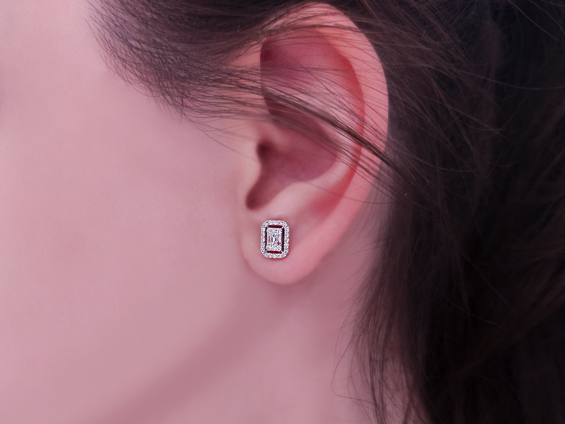 Baguette-Diamant-Ohrringe Lunare - handgefertigter Diamantschmuck aus Feingold | Sirius Diamant