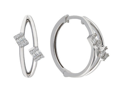 0.20 carat baguette diamond earrings in 14 carat white gold
