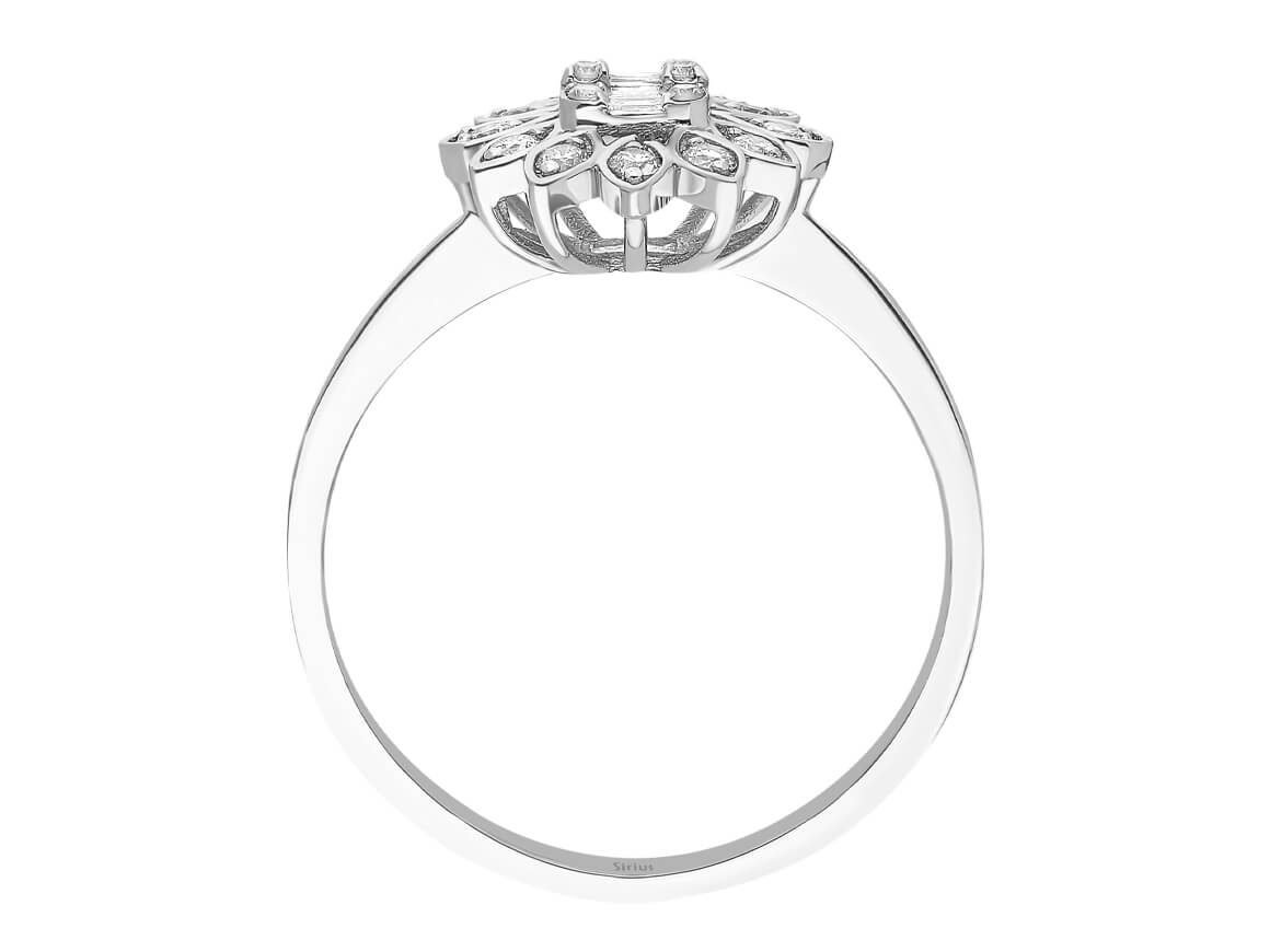 Baguette Diamant Sonnenblume Ring - handgefertigter Diamantschmuck aus Feingold | Sirius Diamant