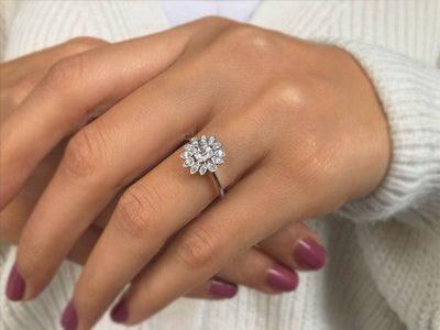 Bague Tournesol Diamant Baguette 