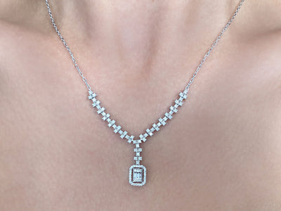 Baguette diamond light path necklace
