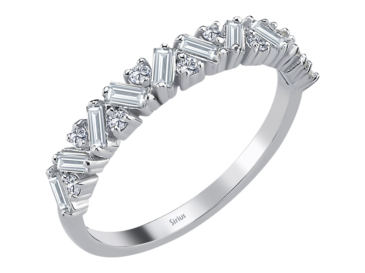 Venus Halbrunder Ring mit Baguette-Diamanten - handgefertigter Diamantschmuck aus Feingold | Sirius Diamant