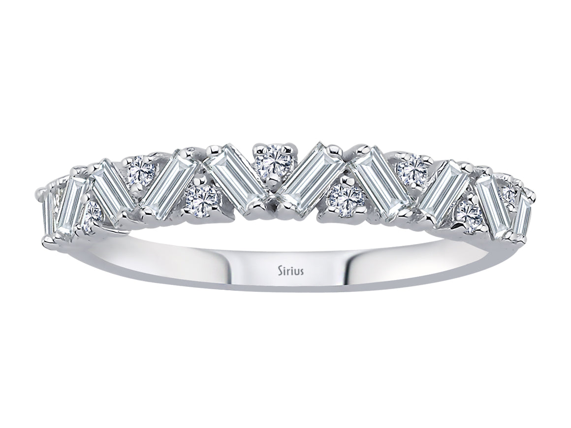 Venus Halbrunder Ring mit Baguette-Diamanten - handgefertigter Diamantschmuck aus Feingold | Sirius Diamant