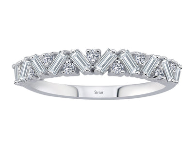 Venus Halbrunder Ring mit Baguette-Diamanten
