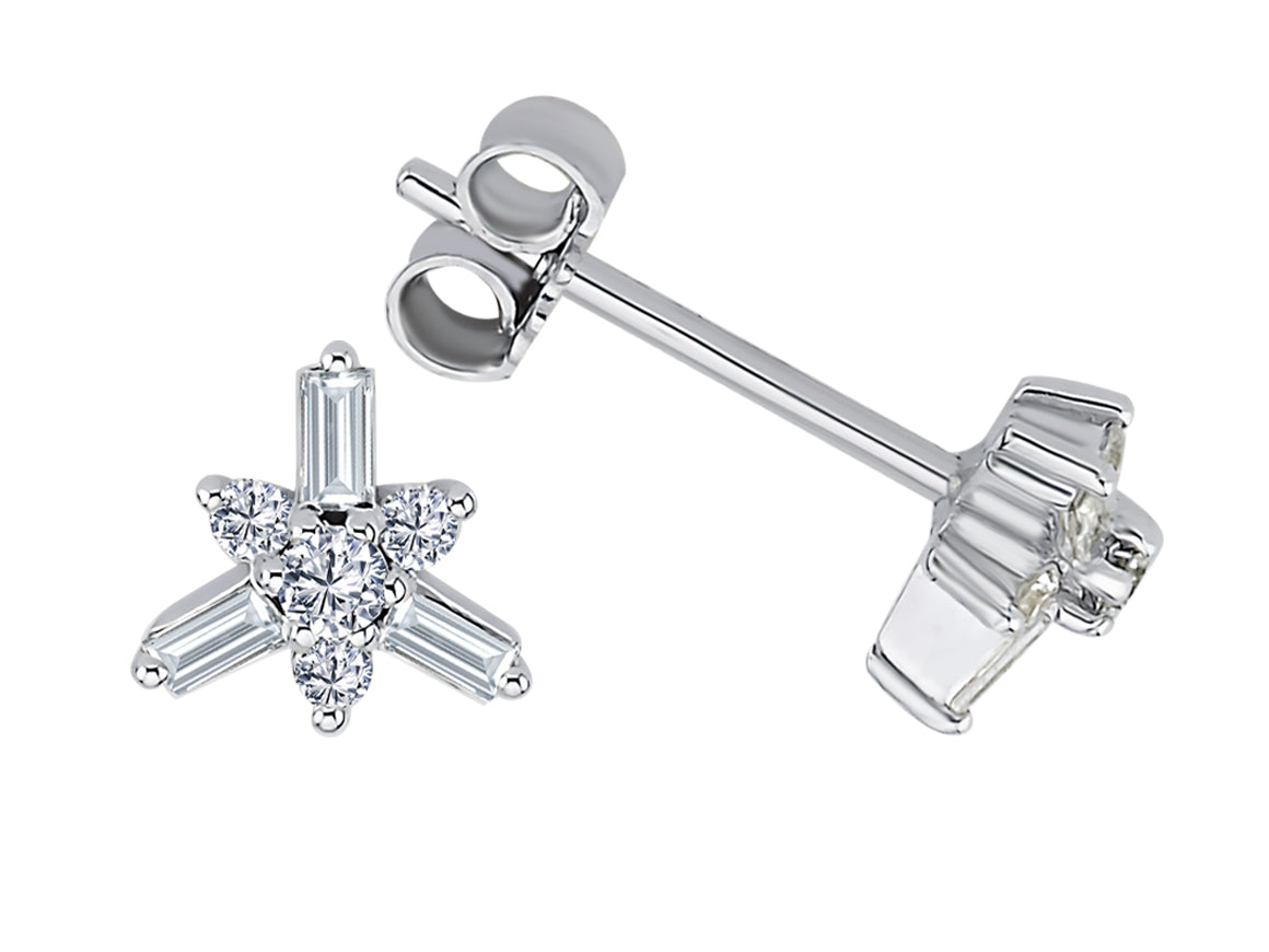 Sternenlicht Ohrringe mit Baguette-Diamanten - handgefertigter Diamantschmuck aus Feingold | Sirius Diamant