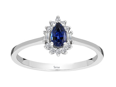 Baguette Diamond and Pear Sapphire Ring