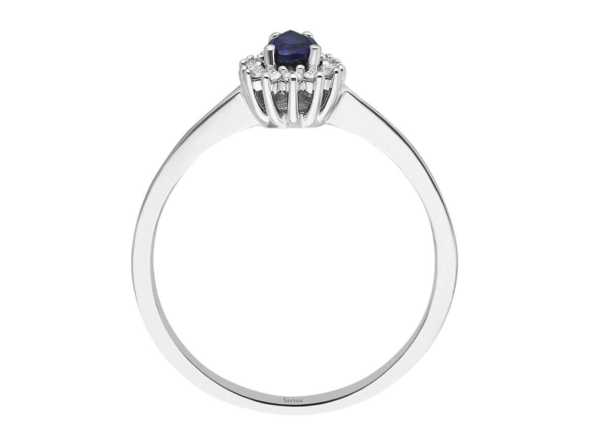 Baguette Diamant und Tropfen Saphir Ring - handgefertigter Diamantschmuck aus Feingold | Sirius Diamant