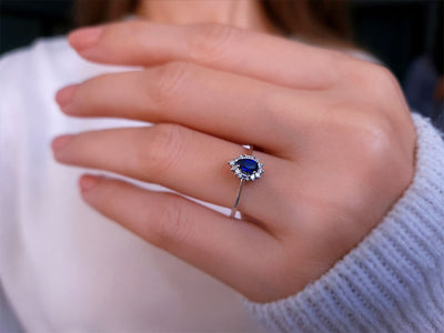 Baguette Diamond and Pear Sapphire Ring